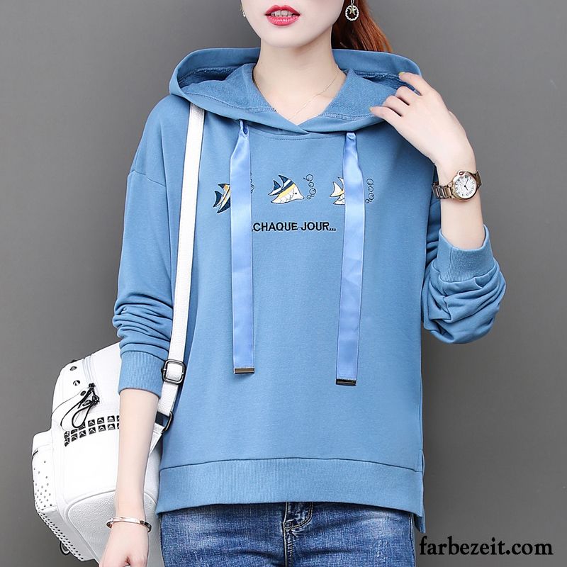 Hoodie Damen Hoodies Mit Kapuze Groß Allgleiches Trend Lose Blau