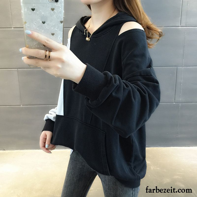 Hoodie Damen Hoodies Überzieher Trend Feder Dünn Lose Blau