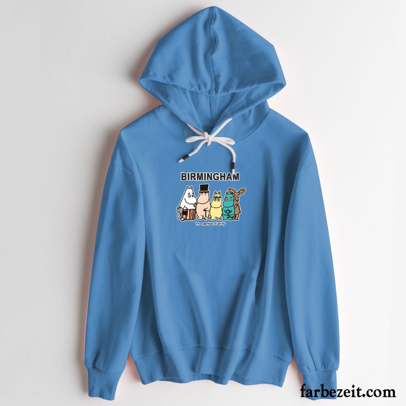 Hoodie Damen Mit Kapuze Dünn Lange Ärmel Lose Trend Kurzer Absatz Blau