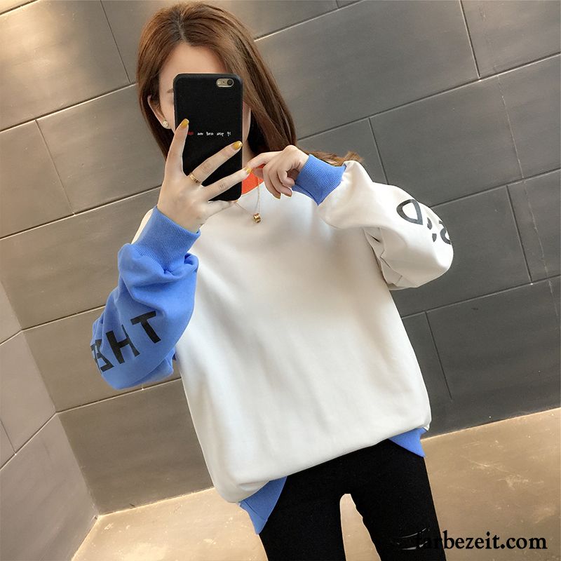 Hoodie Damen Neu Allgleiches Mantel Herbst Kurzer Absatz Trend Blau