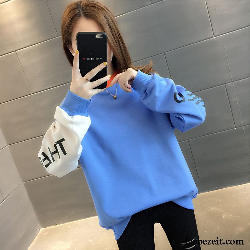 Hoodie Damen Neu Allgleiches Mantel Herbst Kurzer Absatz Trend Blau