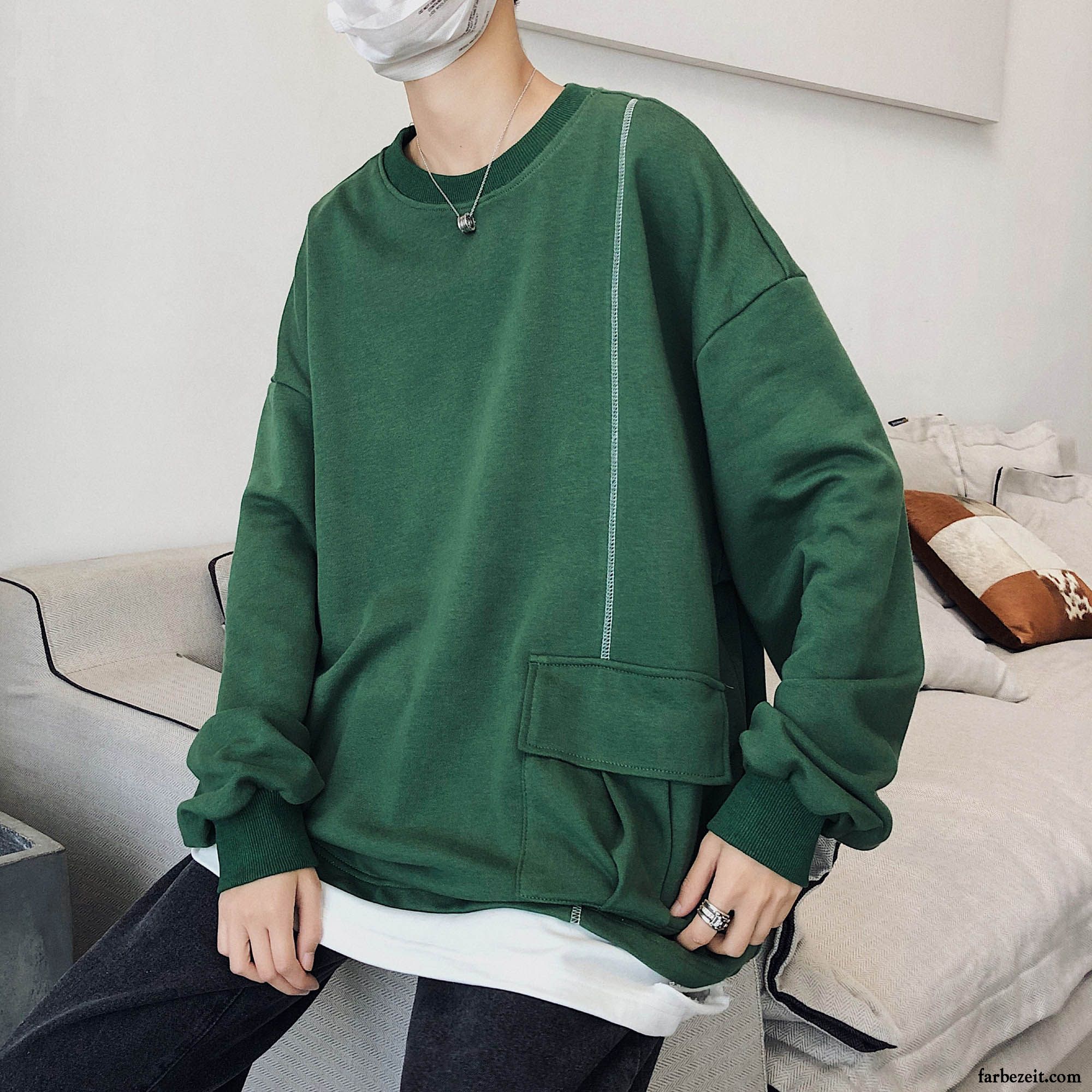 Hoodie Herren Hoodies Trend Feder Überzieher T-shirts Allgleiches Grün