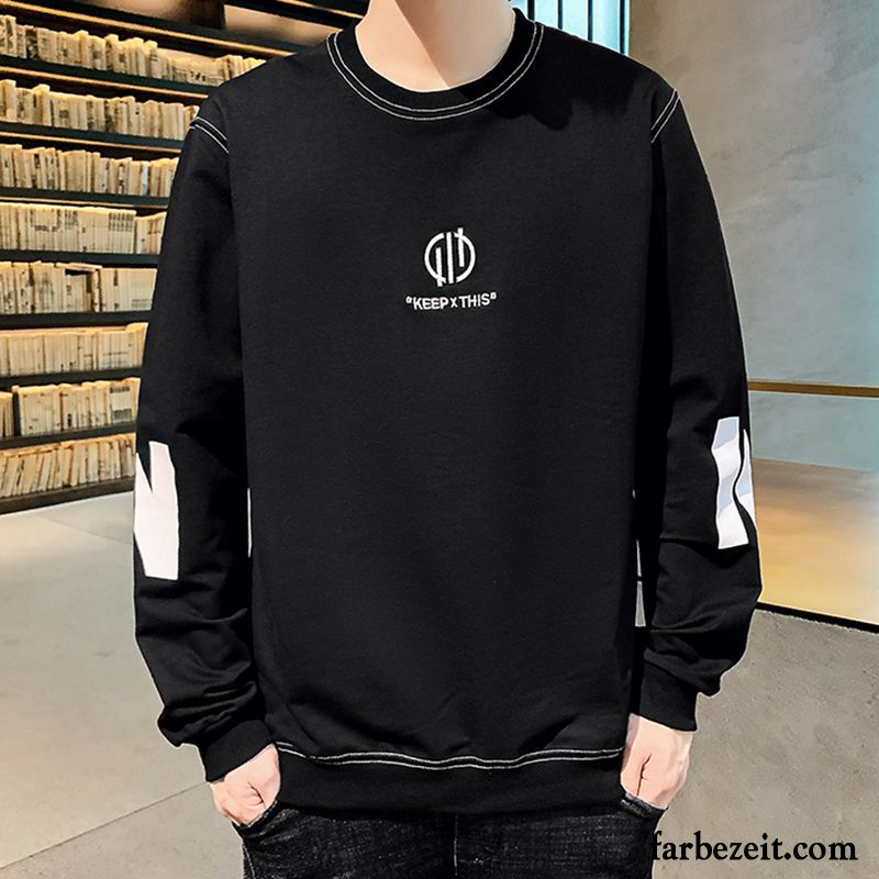 Hoodie Herren Kleider Unteres Hemd Herbst Schüler Trend Lange Ärmel Schwarz