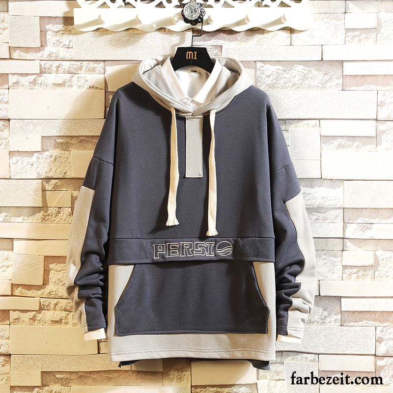 Hoodie Herren Lose Neu Trend Allgleiches Mit Kapuze Überzieher Blau