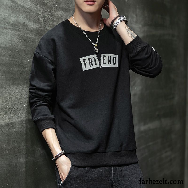 Hoodie Herren Mantel Hoodies Persönlichkeit Trend Neu Rundhals Weiß