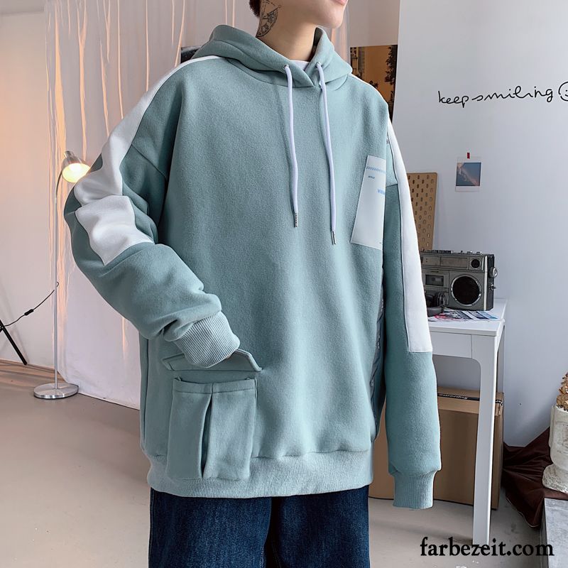 Hoodie Herren Mantel Trend Mit Kapuze Hoodies Feder Herbst Blau