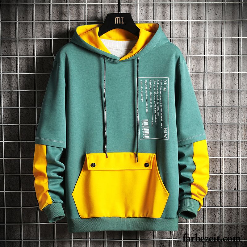 Hoodie Herren Mit Kapuze Trend Überzieher Feder Herbst Mantel Weiß