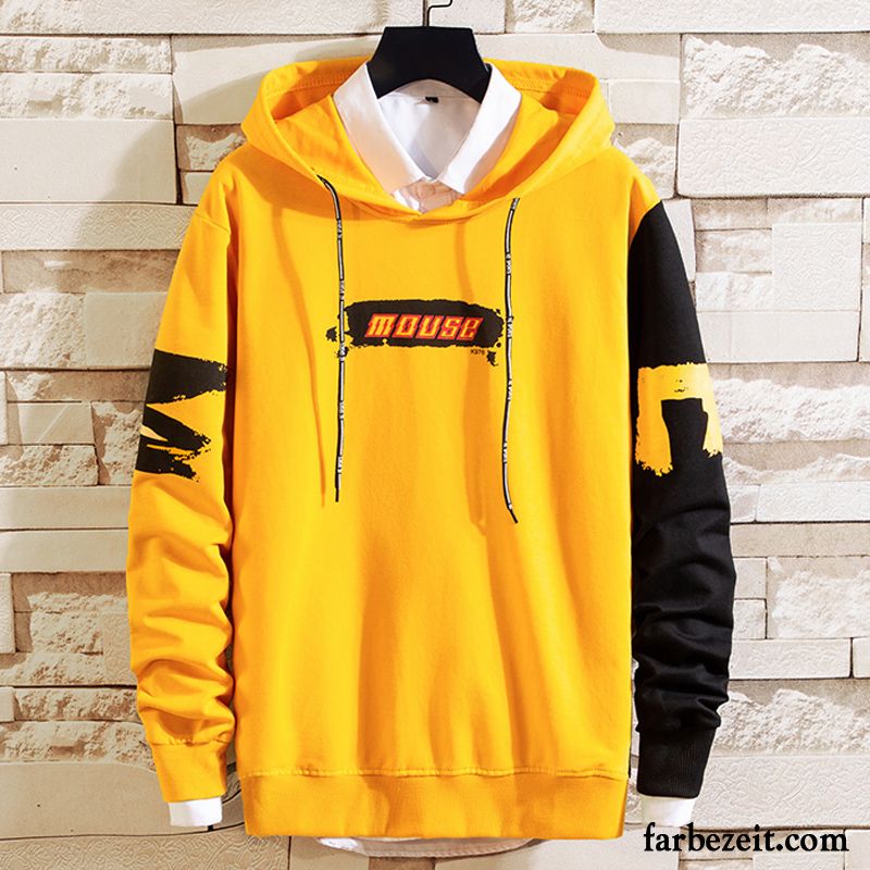 Hoodie Herren Neu Mit Kapuze Mantel Feder Trend Überzieher Gelb