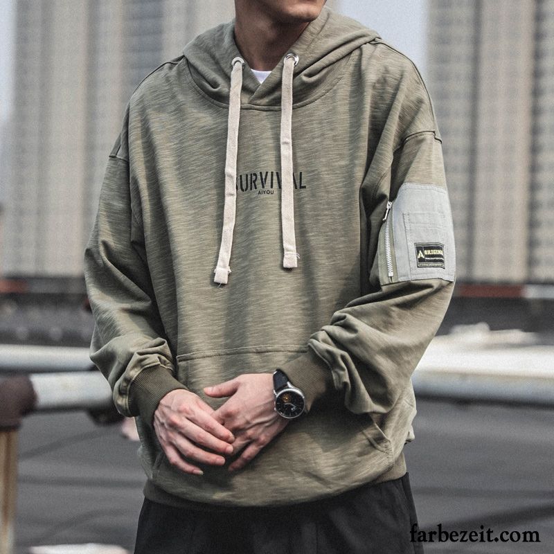 Hoodie Herren Rein Herbst Neu Mit Kapuze Baumwolle Trend Grün