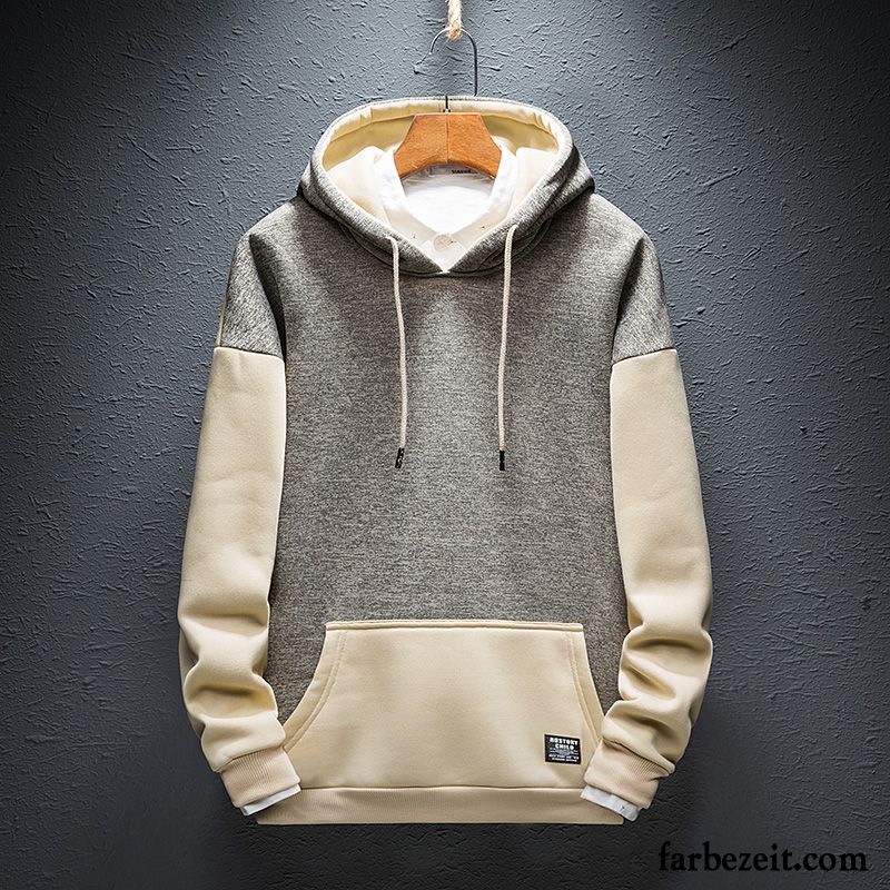 Hoodie Herren Schüler Hoodies Lange Ärmel Feder Trend Mit Kapuze Khaki