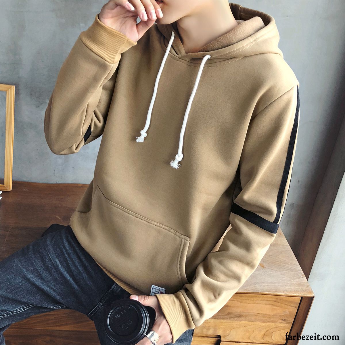 Hoodie Herren Schüler Überzieher Pullovers Hoodies Trend Mit Kapuze Braun