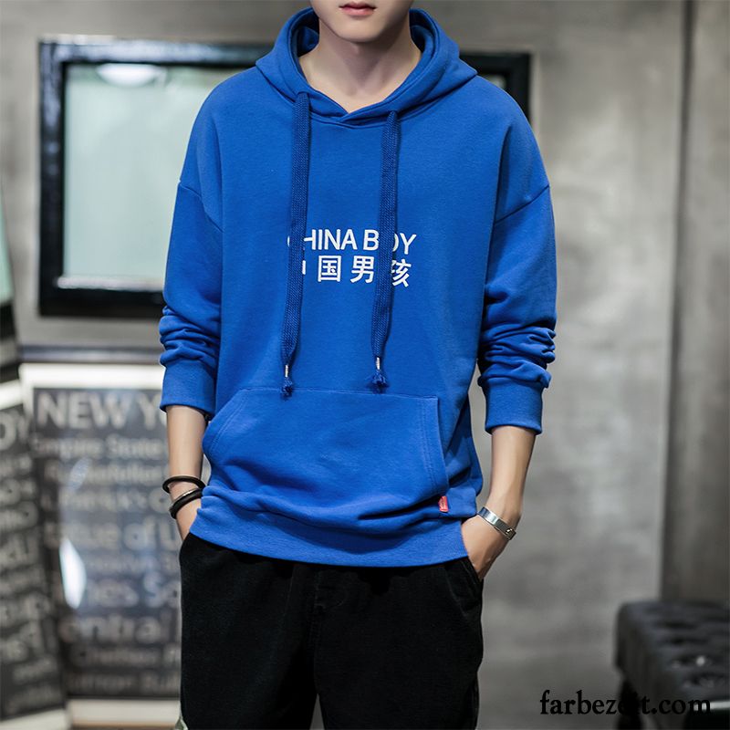 Hoodie Herren Sport Mantel Hoodies Lose Herbst Mit Kapuze Blau