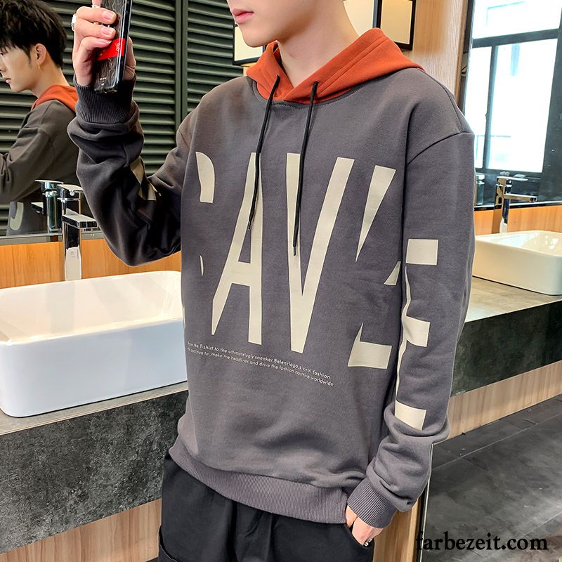 Hoodie Herren Trend Überzieher Lose Hoodies Freizeit Feder Grün