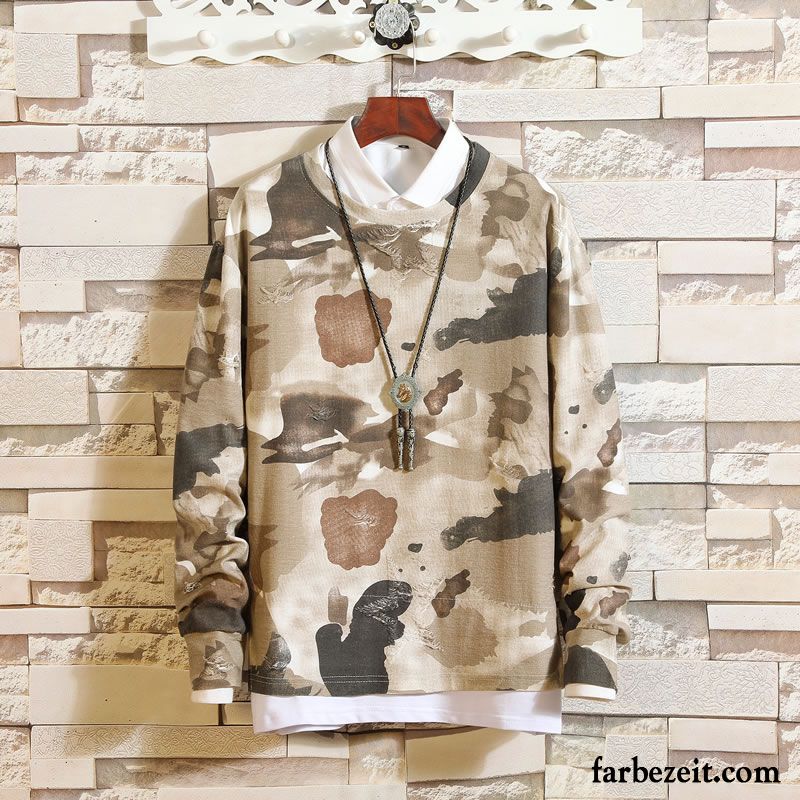 Hoodie Herren Unteres Hemd Schüler Feder Trend Hoodies Neu Camouflage Grün