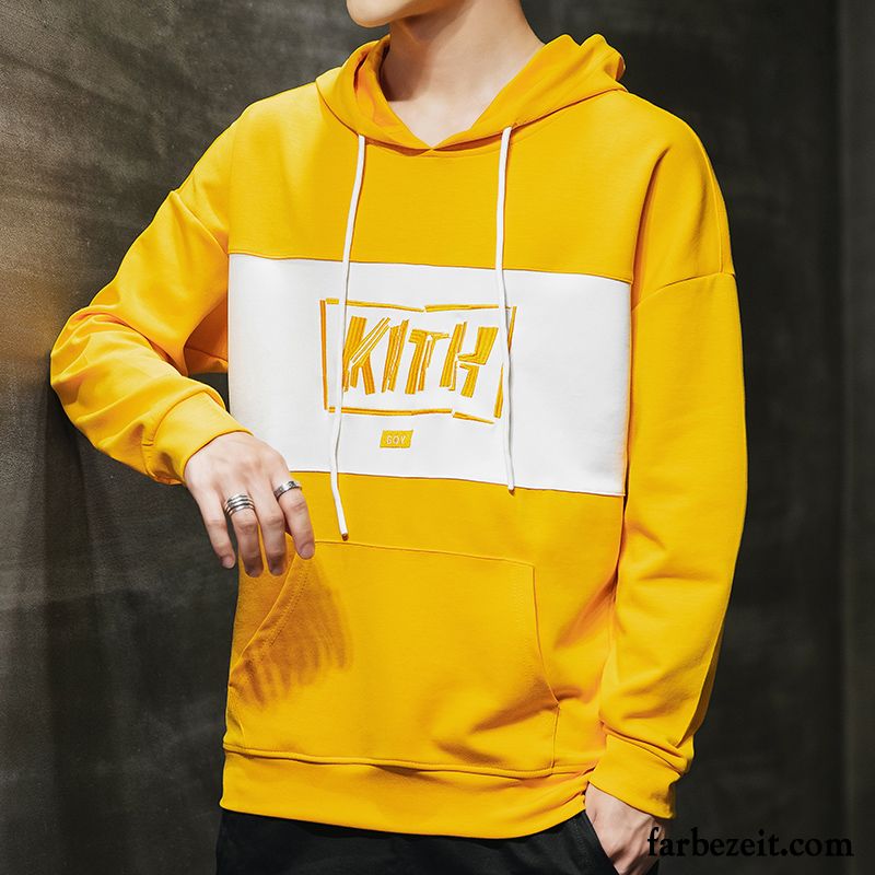 Hoodie Herren Überzieher Mit Kapuze Trend Mantel Lose Hoodies Gelb