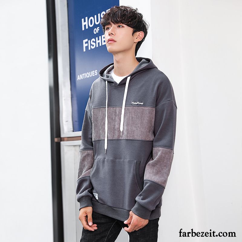 Hoodie Herren Überzieher Trend Mit Kapuze Lose Hoodies Mantel Schwarz