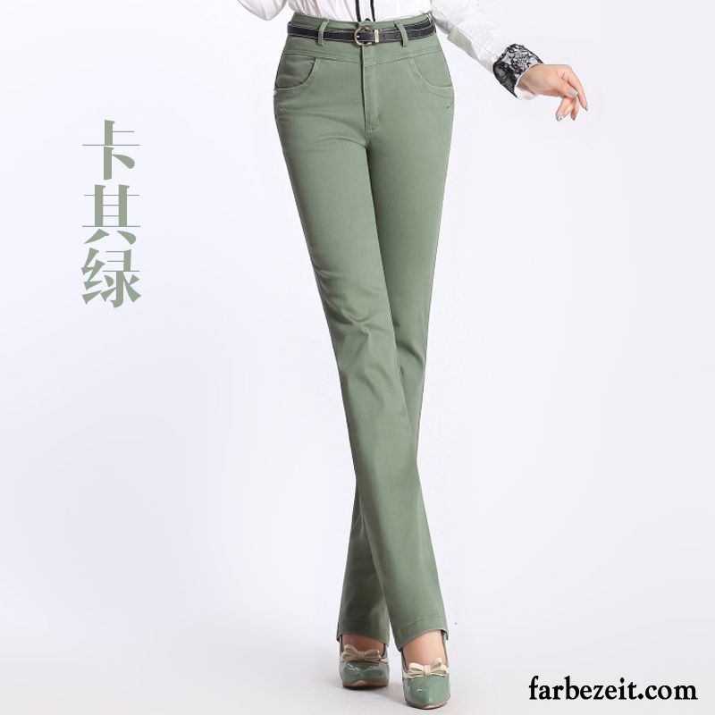 Hose Khaki Damen Elastisch Baumwolle Grün Lose Neu Hohe Taille Rein Freizeit Hose Herbst Dünn Große Größe Gerade Kaufen