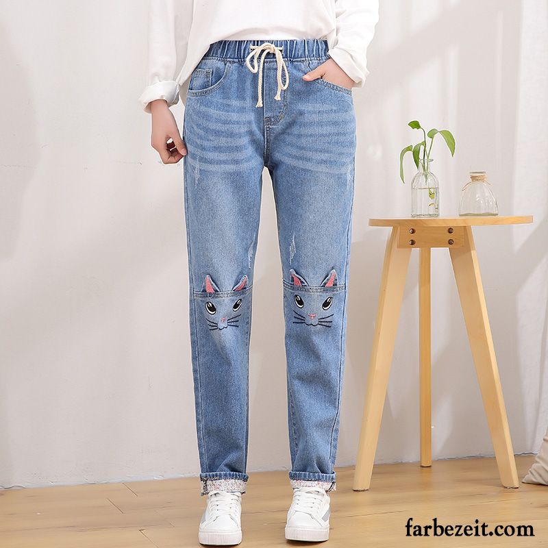 Hosen Damen Harlan Feder Mädchen Groß Schüler Jeans Hellblau