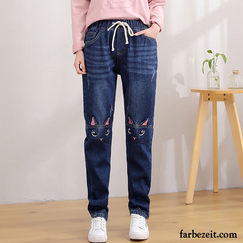 Hosen Damen Harlan Feder Mädchen Groß Schüler Jeans Hellblau