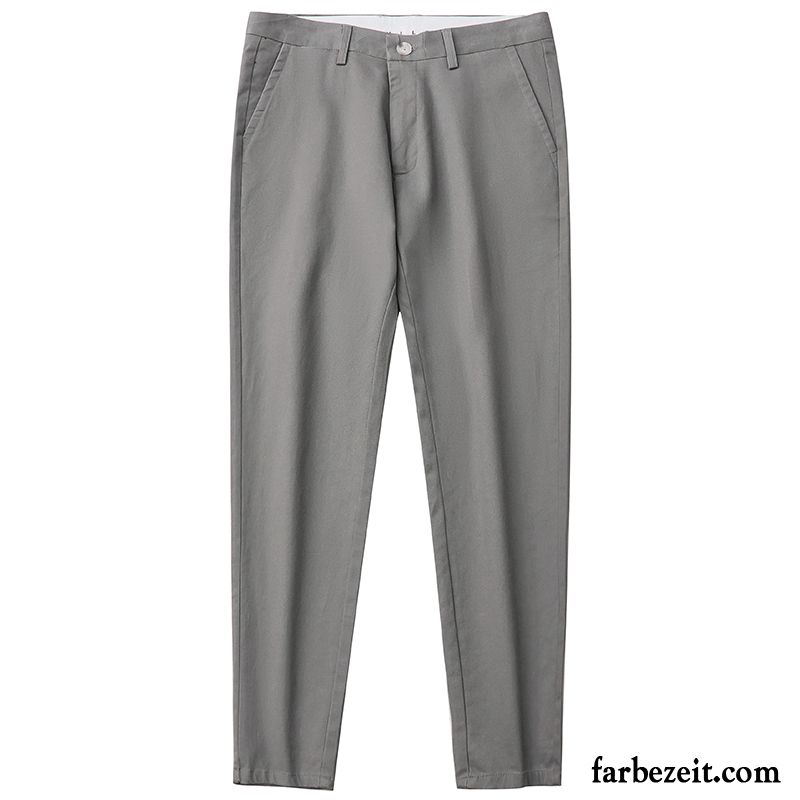 Hosen Herren Gerade Rein Trend Neunte Hose Allgleiches Baumwolle Grau