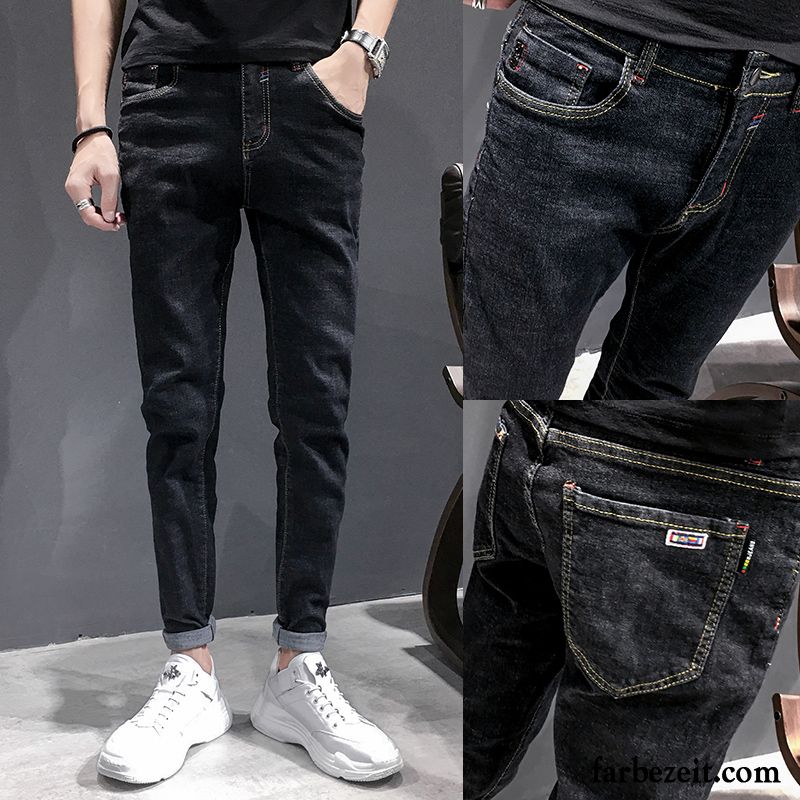 Hosen Männer Jeans Schwarz Herren Freizeit Lange Schlank Trend Jeans Feder Herbst Dünn Elastisch Günstig