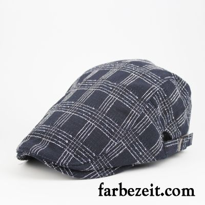Hüte / Caps Herren Neu Kariertes Kappe Sonne Sommer Freizeit Hellblau