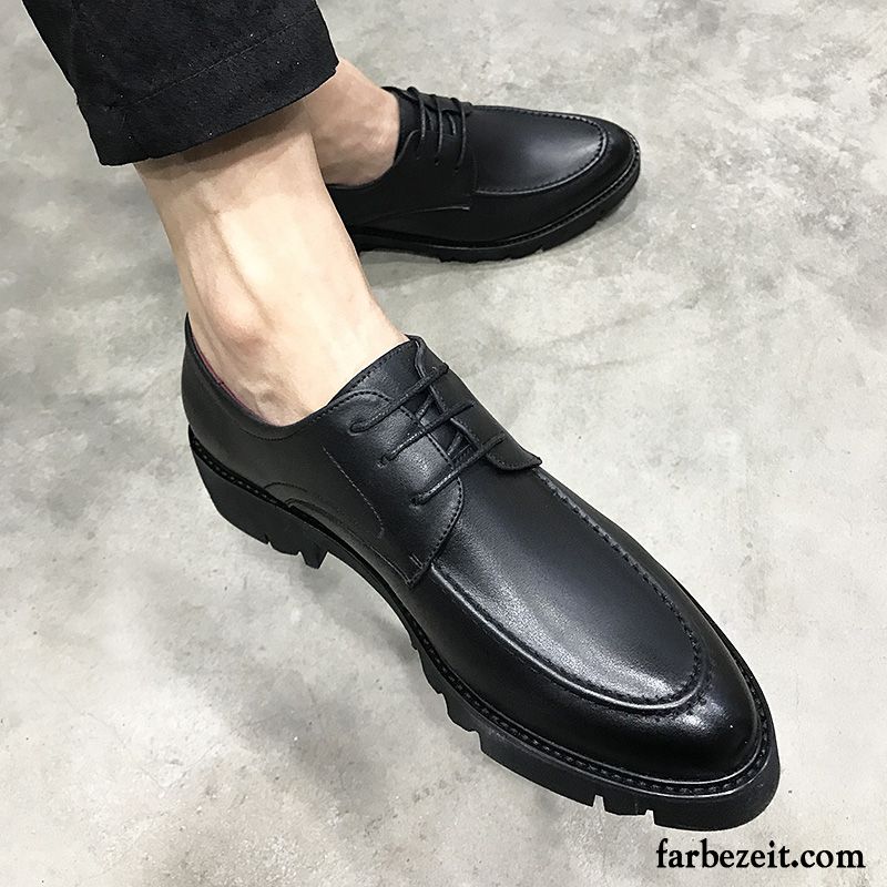 Italienische Schuhe Herren Lederschue Schuhe Casual Dicke Sohle England Erhöht Schwarz Jugend Neue Günstig