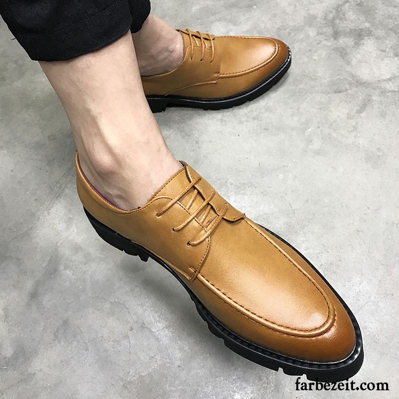 Italienische Schuhe Herren Lederschue Schuhe Casual Dicke Sohle England Erhöht Schwarz Jugend Neue Günstig