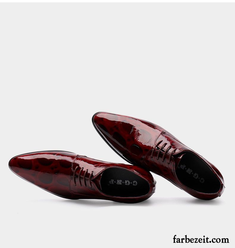 Italienische Schuhe Herren Online Hochzeit Schuhe Trend Schnürung Lederschue Lackleder Spitze Echtleder Rot Geschäft Billig