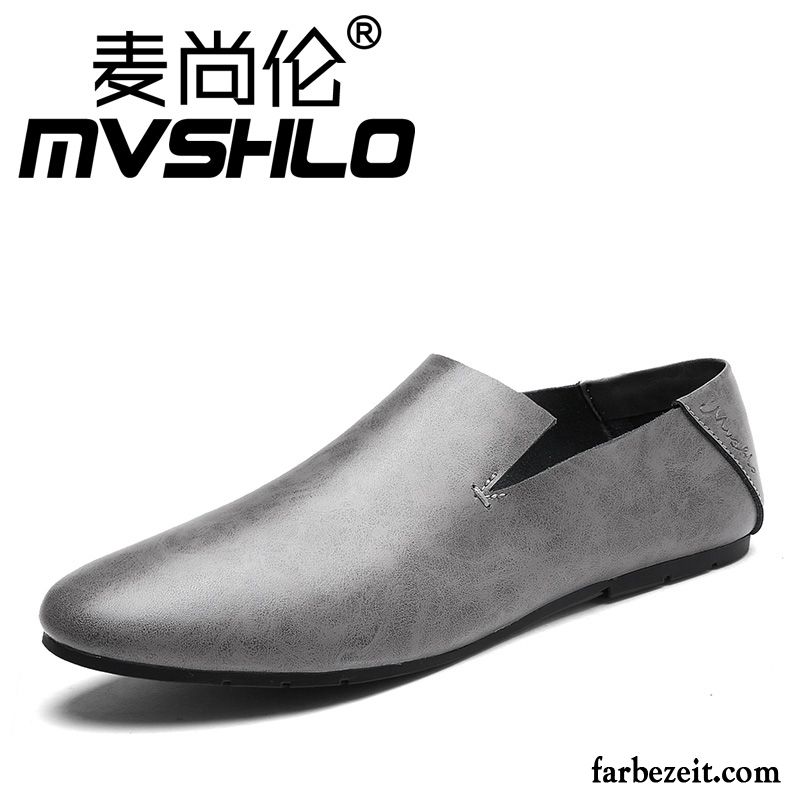 Italienische Schuhe Online Shop Günstig Faul Neue Feder Echtleder Schuhe Lederschue Grau Casual Herren Jugend Weiche Sohle