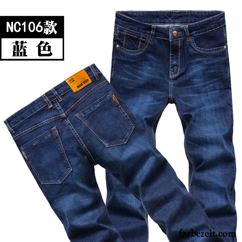 Jeans Braun Herren Hose Gerade Große Größe Plus Samt Verdickung Jeans Elastisch Herbst Winter Jugend Günstig