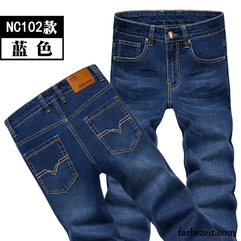 Jeans Braun Herren Hose Gerade Große Größe Plus Samt Verdickung Jeans Elastisch Herbst Winter Jugend Günstig