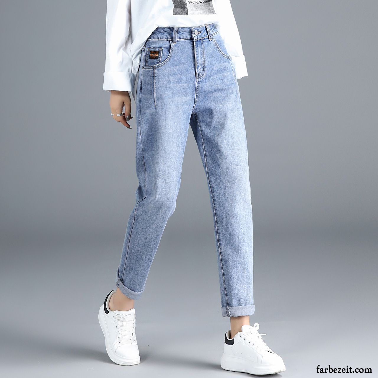 Jeans Damen Harlan Hohe Taille Lose Dünn Hose Sommer