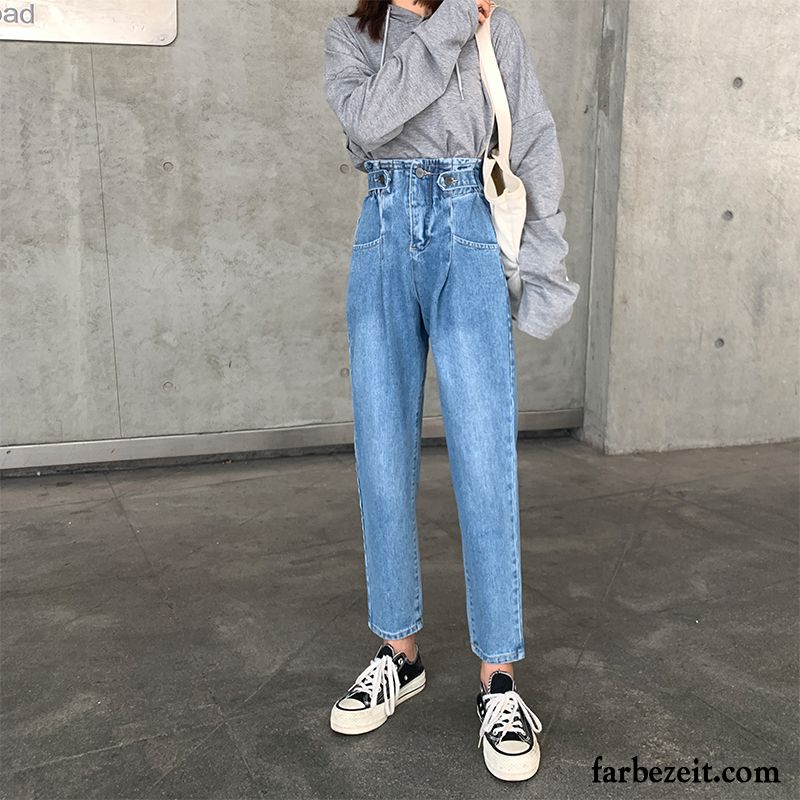 Jeans Damen Lose Neu Große Größe Hose Herbst Harlan Schwarz