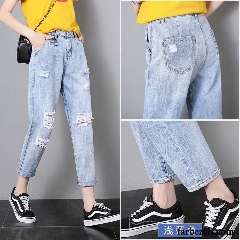 Jeans Damen Trend Schüler Sommer Neu Harlan Retro Hellblau