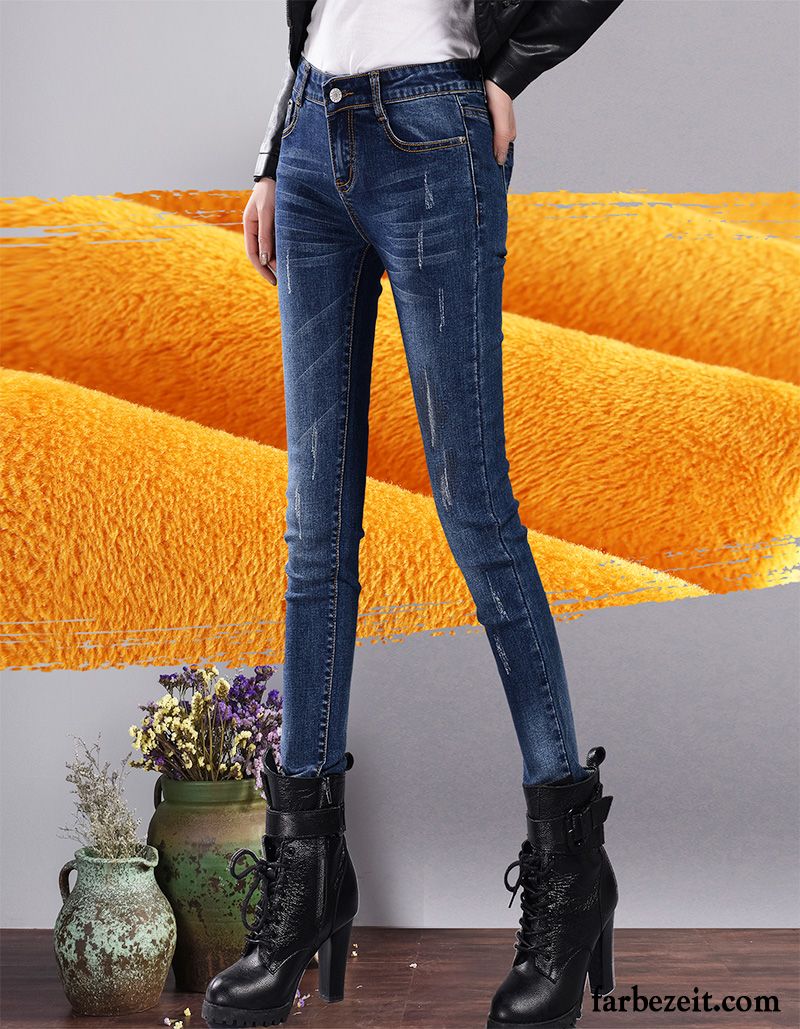 Jeans Für Frauen Jeans Winter Damen Hose Dünn Elastisch Neu Warme Herbst Schlank Plus Samt Günstig