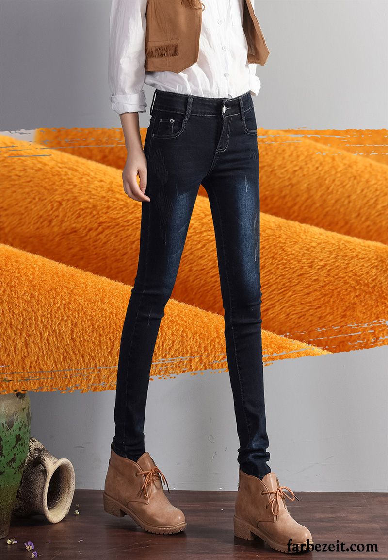 Jeans Für Frauen Jeans Winter Damen Hose Dünn Elastisch Neu Warme Herbst Schlank Plus Samt Günstig