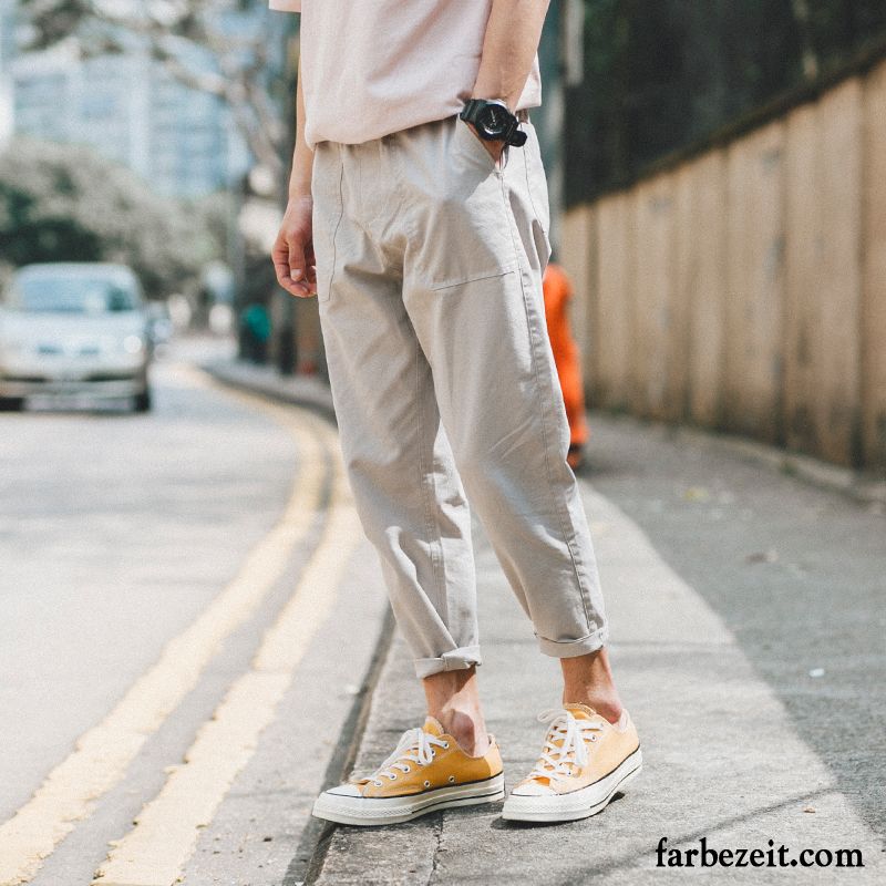 Jeans Grün Herren Neunte Hose Dünn Lose Freizeit Sommer Trend Elastisch