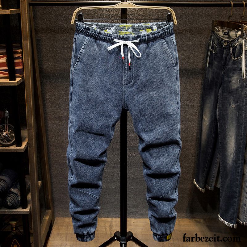 Jeans Herren Dünn Freizeit Harlan Schlank Elastisch Hose Schwarz