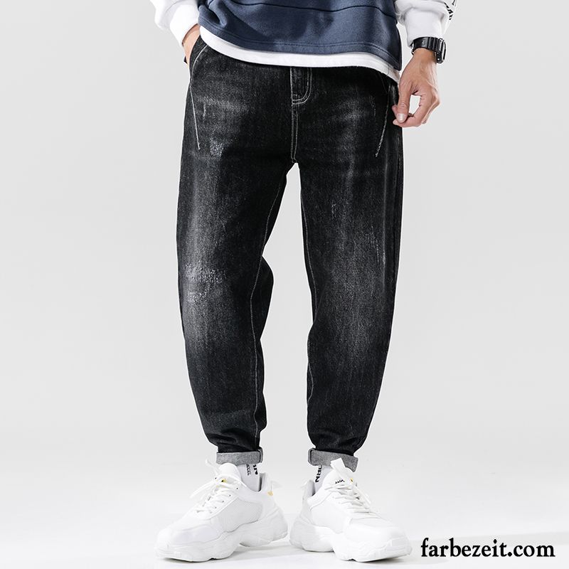 Jeans Herren Dünn Lose Trend Große Größe Freizeit Schwarz