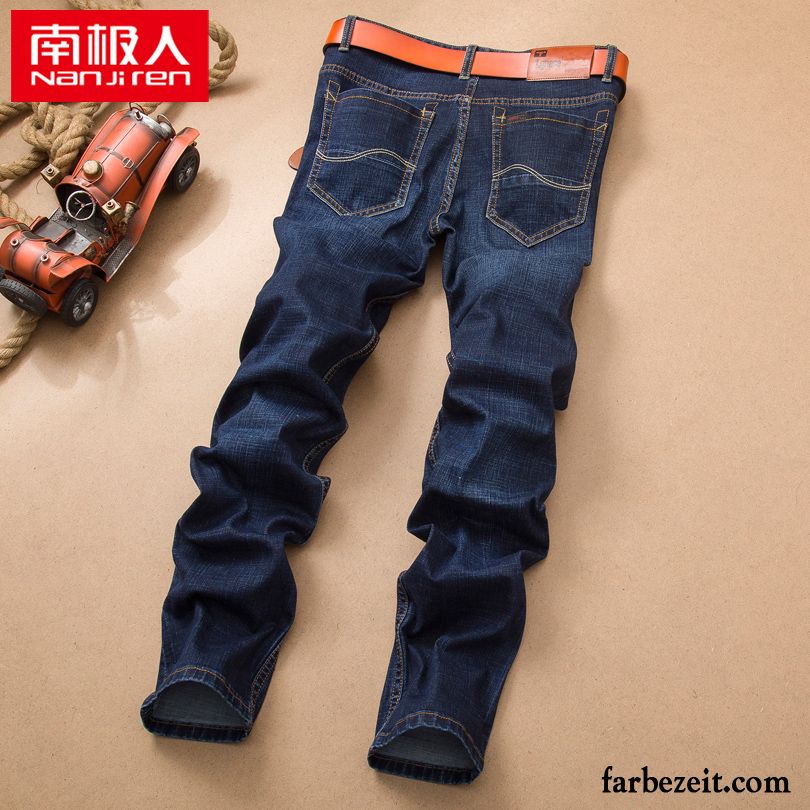 Jeans Herren Hose Gerade Jugend Herbst Feder Einfach Blau