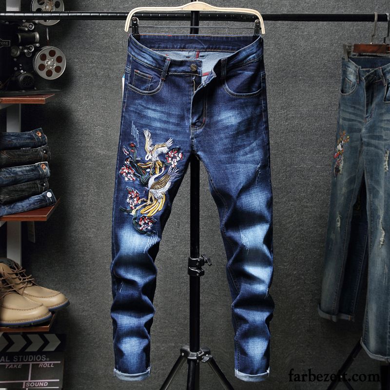 Jeans Herren Lange Sommer Freizeit Harlan Trend Große Größe Blau