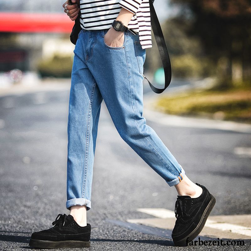 Jeans Herren Rein Hose Schmales Bein Freizeit Harlan Dünn Blau