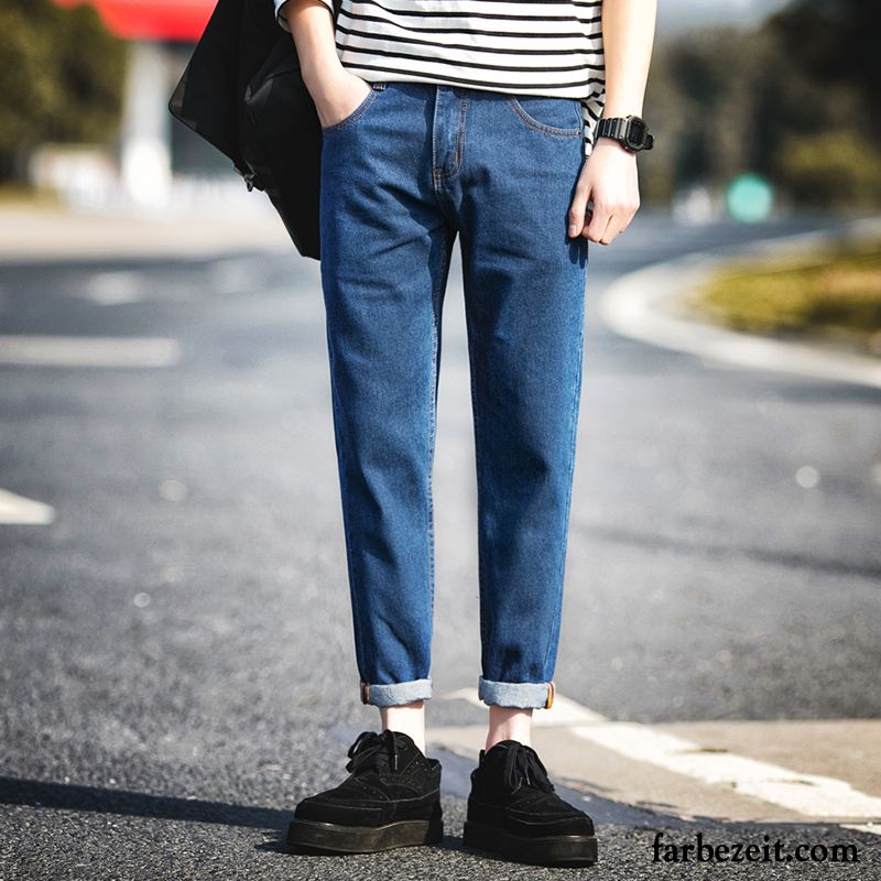 Jeans Herren Rein Hose Schmales Bein Freizeit Harlan Dünn Blau