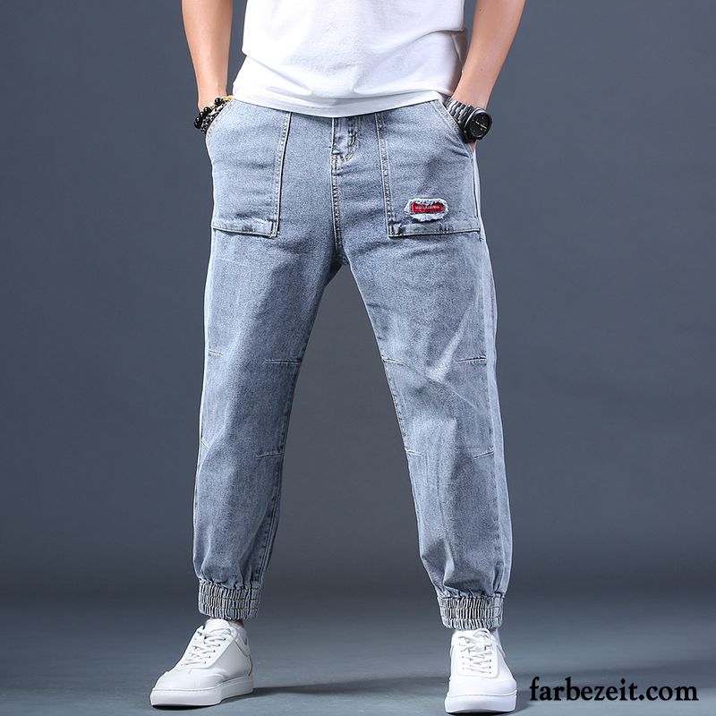 Jeans Herren Schlank Harlan Trend Lose Hose Allgleiches Grau