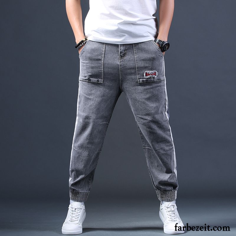 Jeans Herren Schlank Harlan Trend Lose Hose Allgleiches Grau