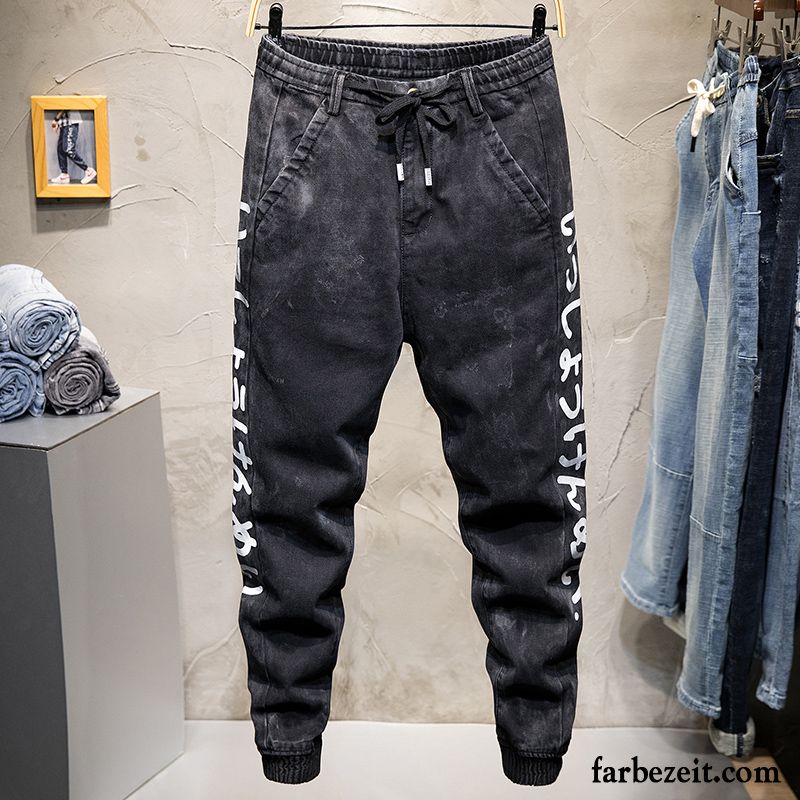 Jeans Herren Schüler Dünn Sommer Retro Trend Lose Schwarz