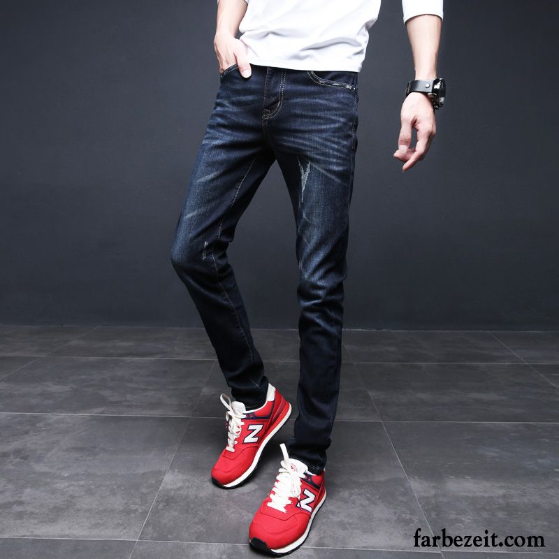 Jeans Herren Slim Fit Jeans Schwarz Jugend Plus Samt Herbst Schlank Viele Hose Trend Verdickung Schmales Bein Winter Günstig