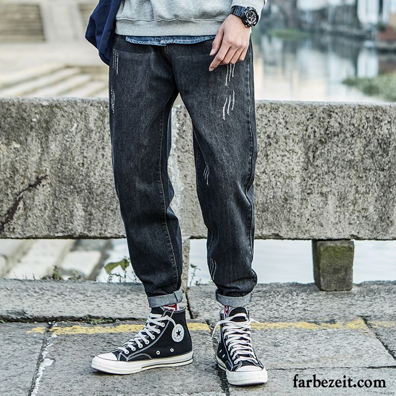 Jeans Herren Trend Harlan Herbst Gerade Winter Retro Schwarz