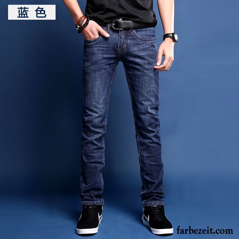 Jeans Männer Slim Fit Dünn Jugend Plus Samt Herren Hose Elastisch Lange Trend Schlank Schwarz Gerade Jeans Winter Billig